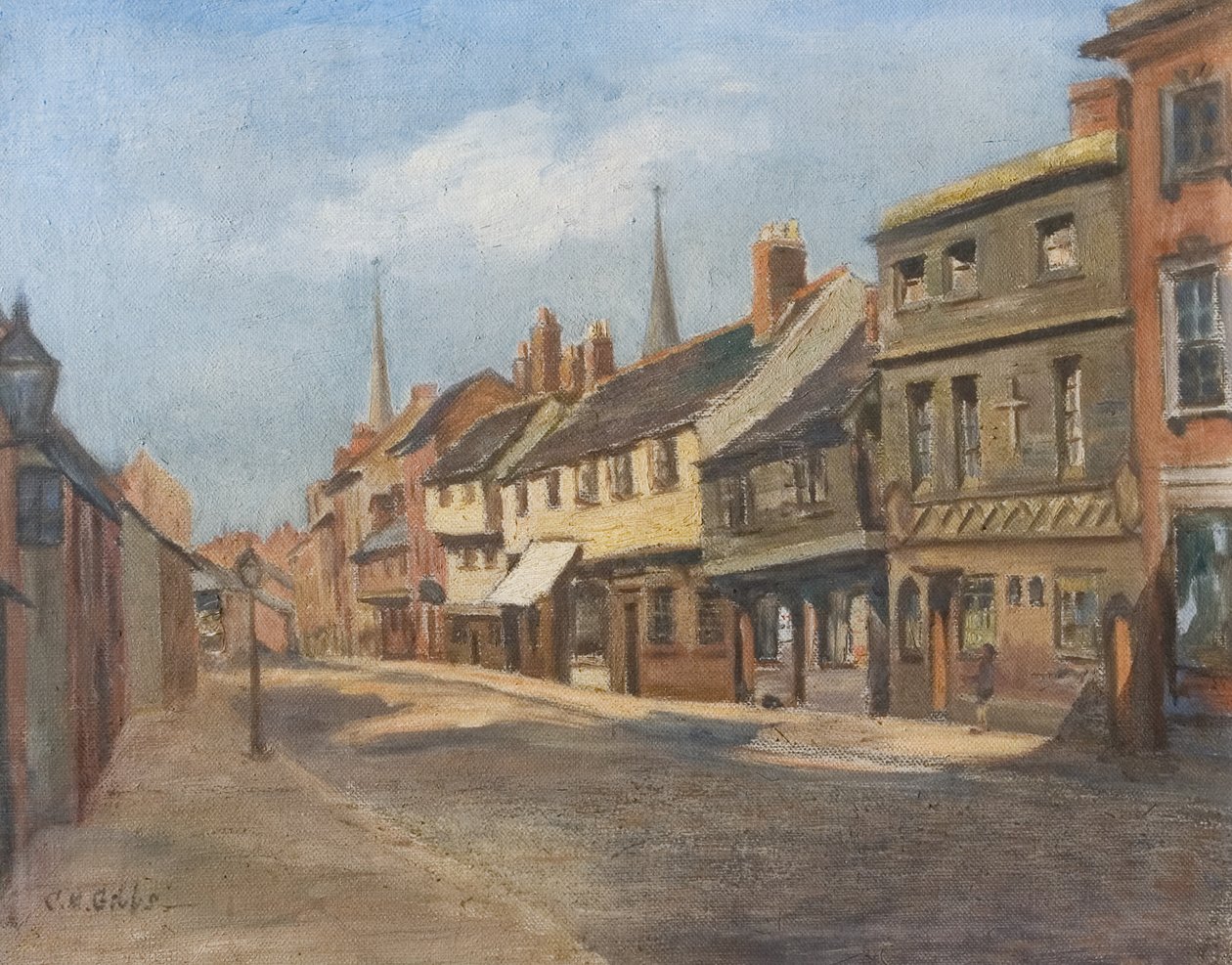 Little Park Street, Coventry, met de eerste katholieke kerk, eind 19e-20e eeuw door Unbekannt Unbekannt