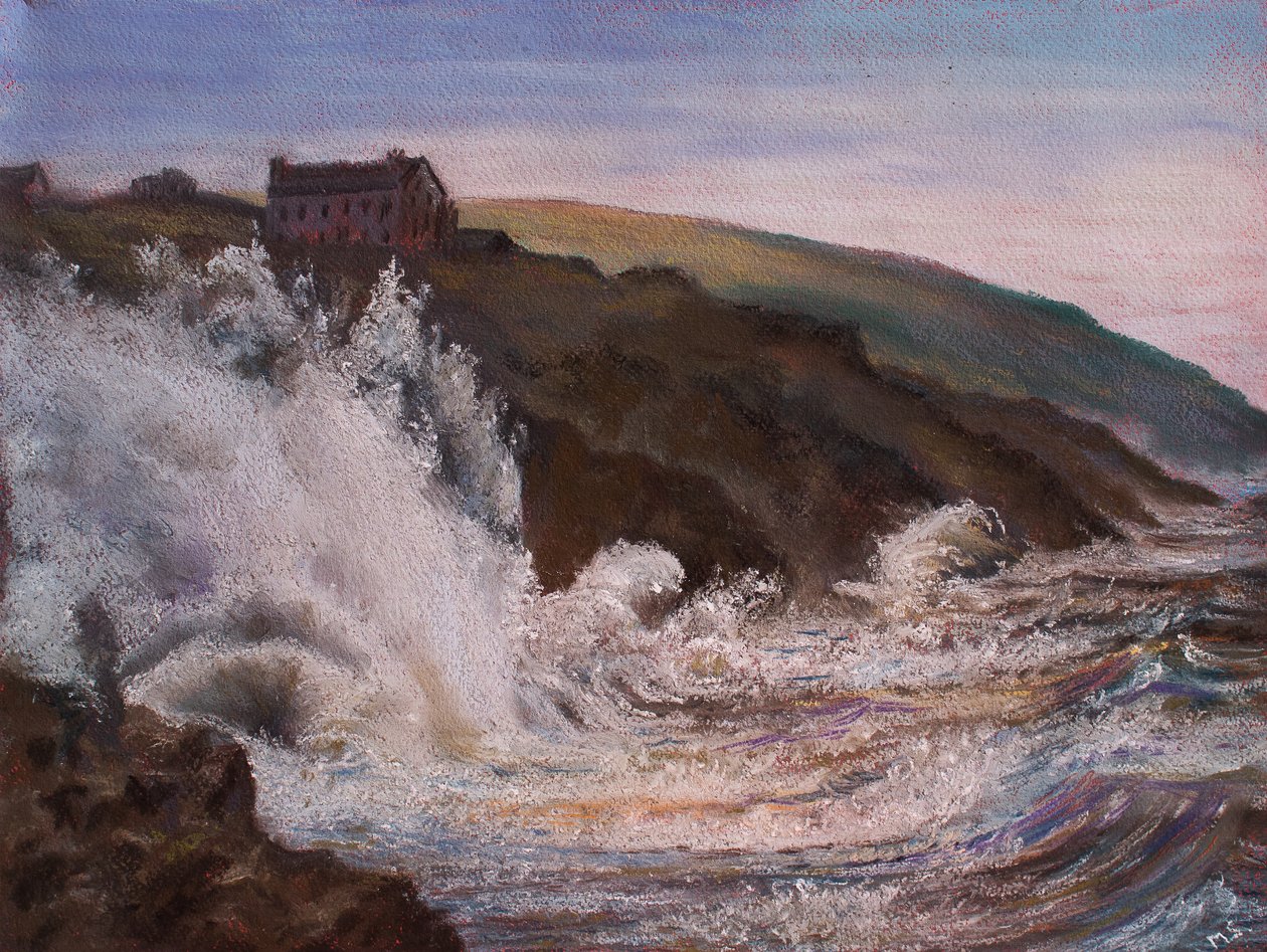 Woedende storm over Cornwall, 2018 door Unbekannt Unbekannt