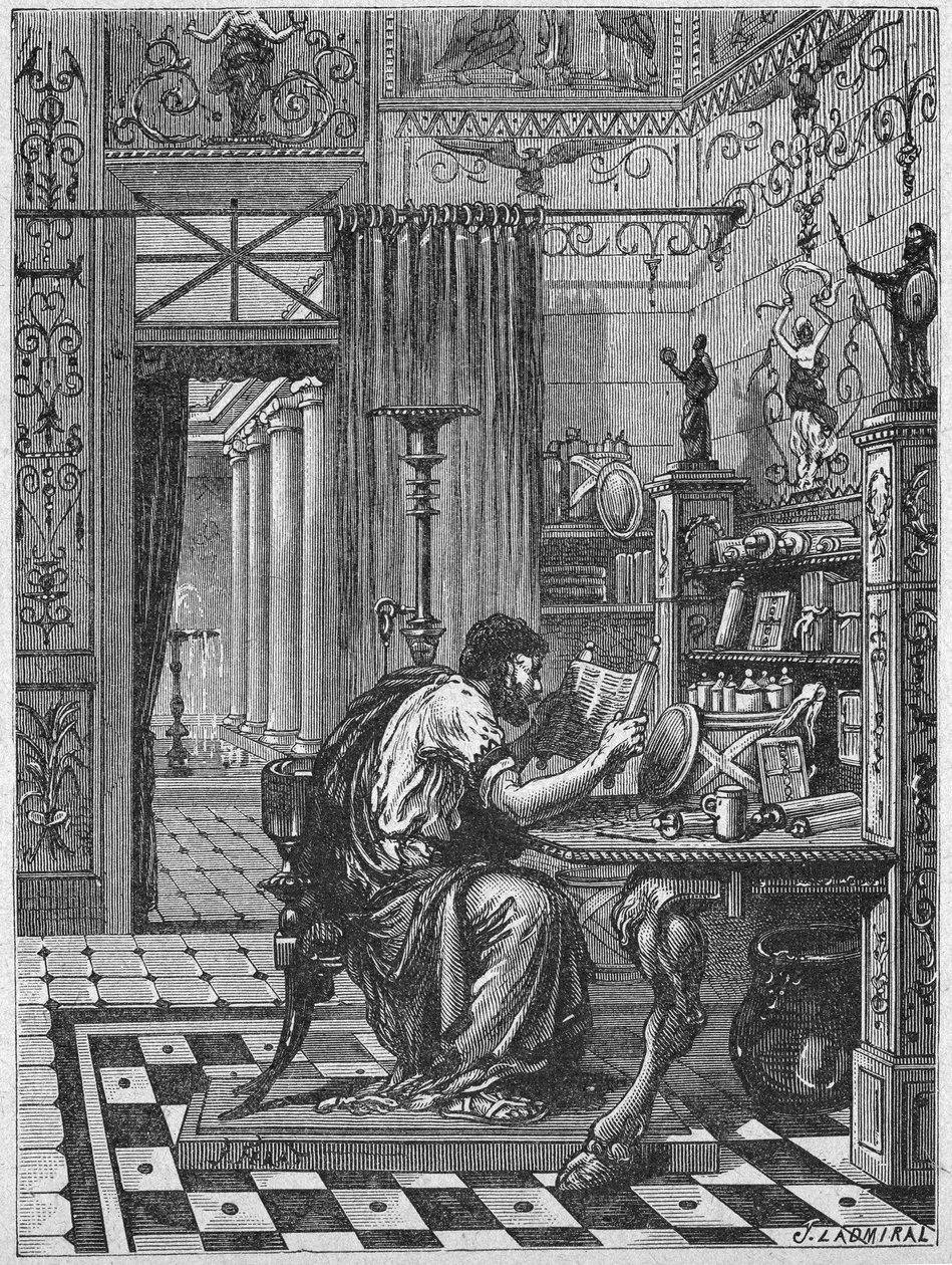 Een Romein in zijn bibliotheek door Unbekannter Künstler