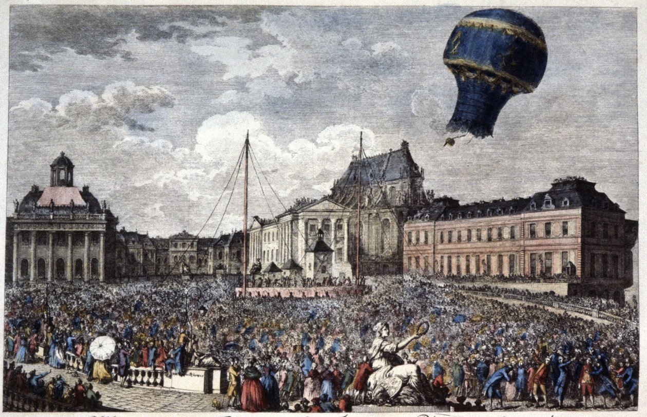 Opstijging van de heteluchtballon "Martial" door Unbekannter Künstler