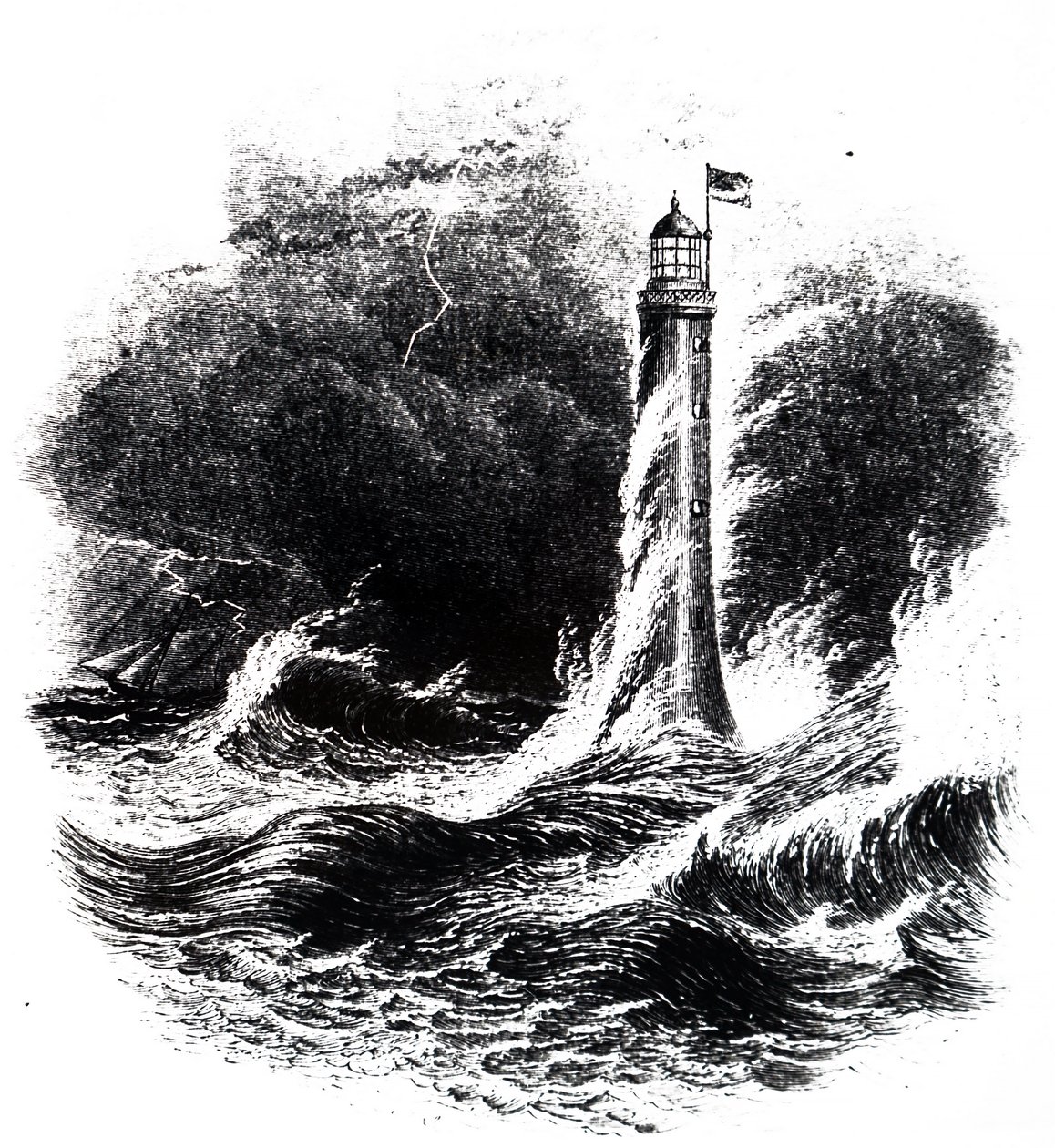 Bell Rock Vuurtoren in een storm door Unbekannt