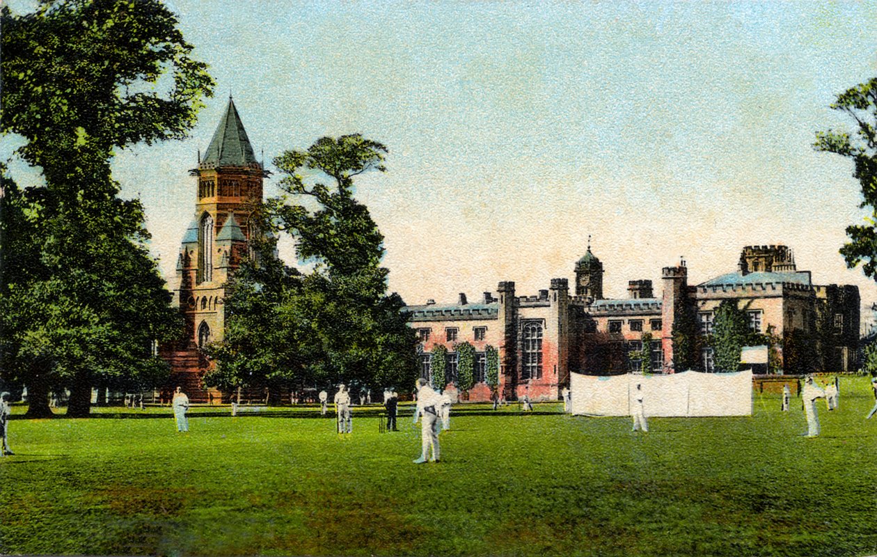 Cricketwedstrijd op Rugby School, ca. 1908 door Unbekannter Künstler