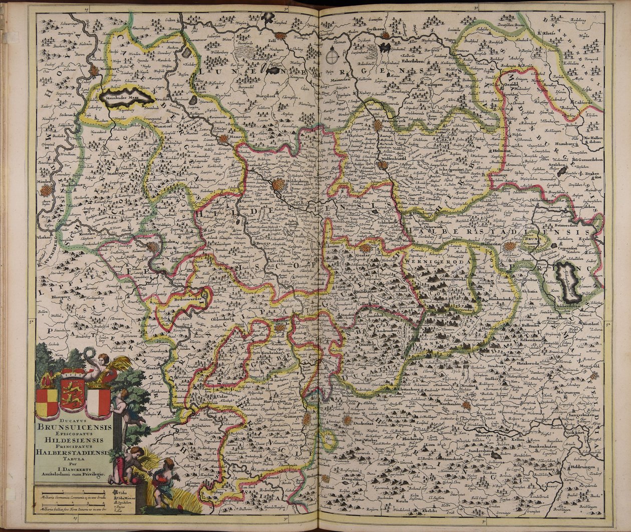 Ducatus Brunsuicensis episcopatus Hildesiensis principatus Halberstadiensis tabula door Unbekannter Künstler