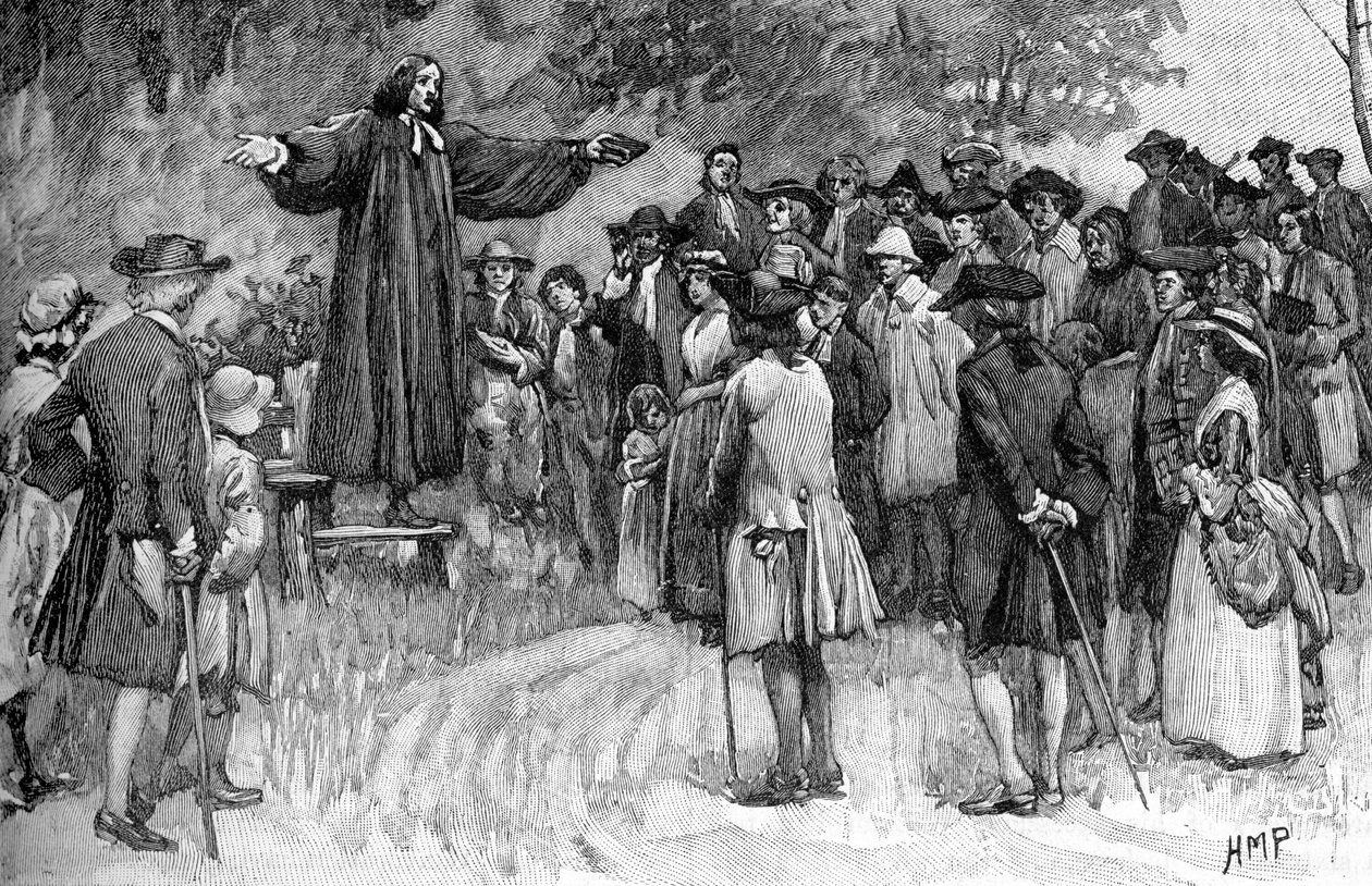 George Whitefield predikend in de koloniën door Unbekannter Künstler