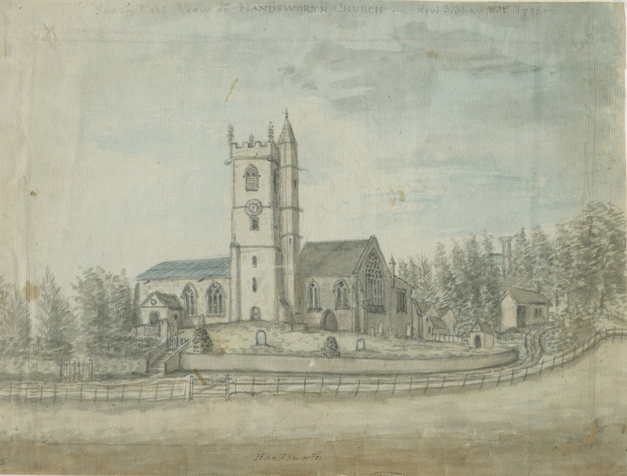 Handsworth Kerk: aquarel, 1769 door Unbekannt