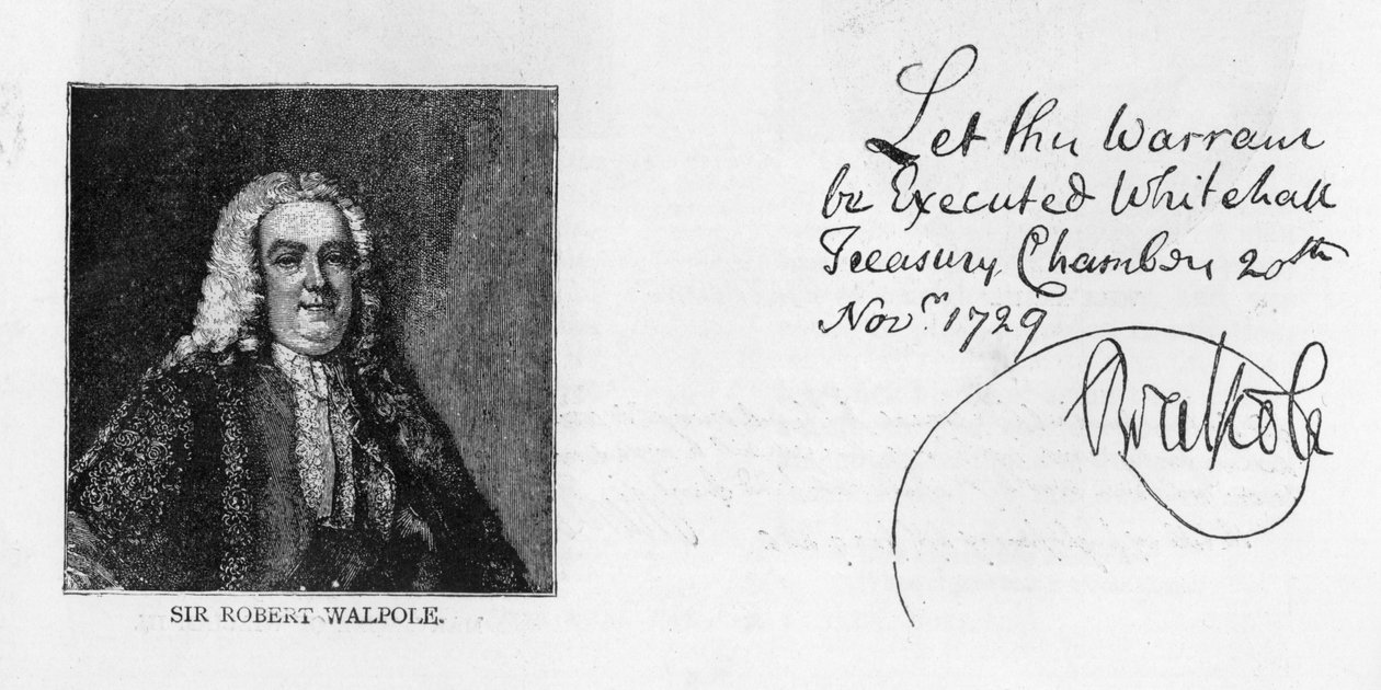 Handschrift en handtekening van Sir Robert Walpole door Unbekannt