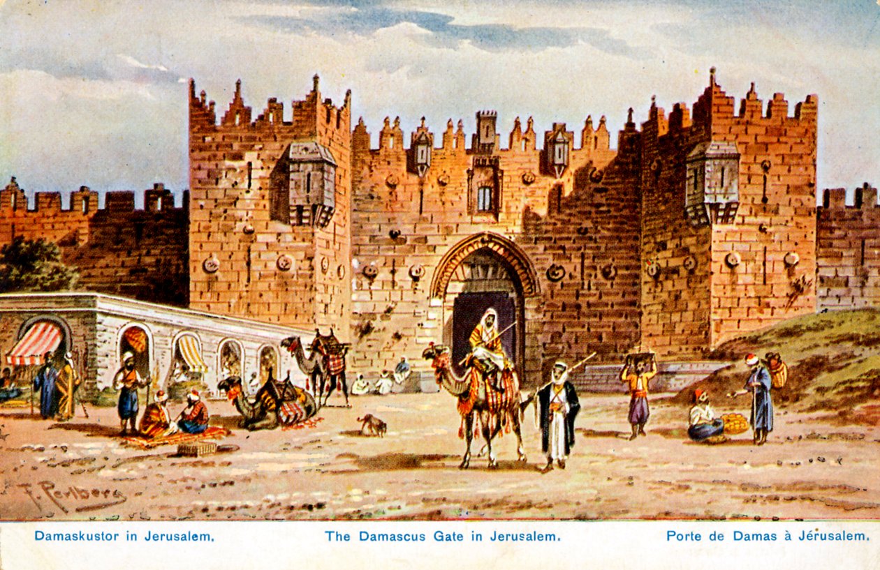 Jeruzalem - Damascuspoort door F. Perlberg door Unbekannter Künstler