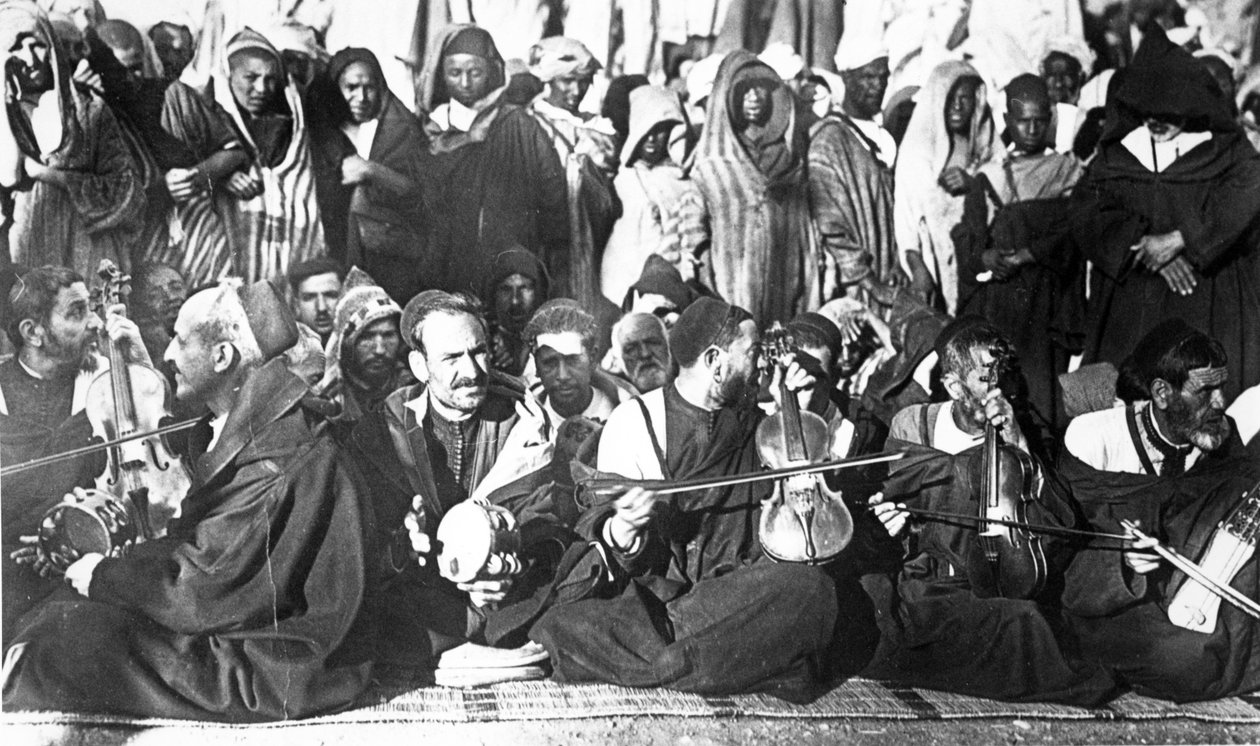 Joodse muzikanten in Marokko, ca. 1900 door Unbekannt