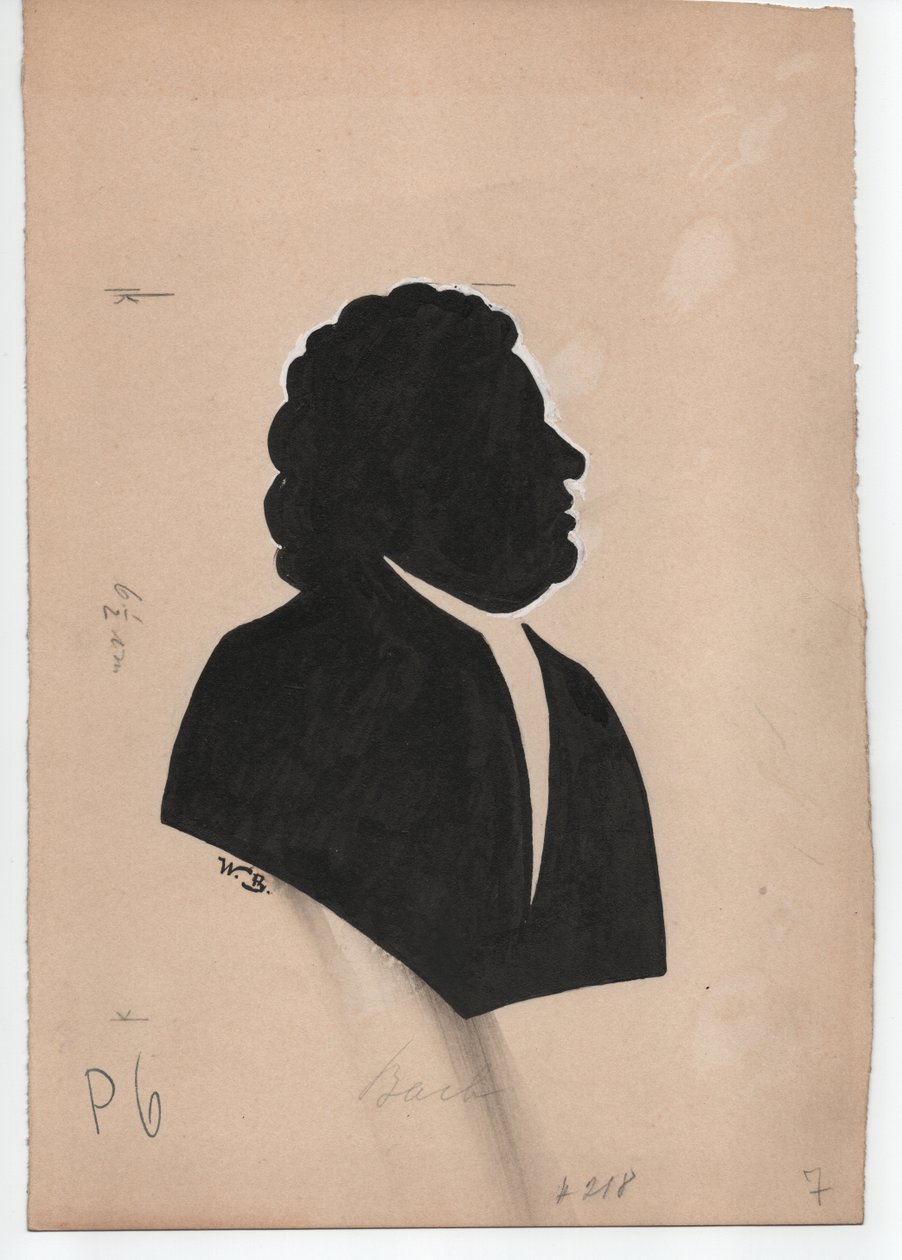Johann Sebastian Bach (1685-1750) (ca. 1850, silhouet) door Unbekannter Künstler