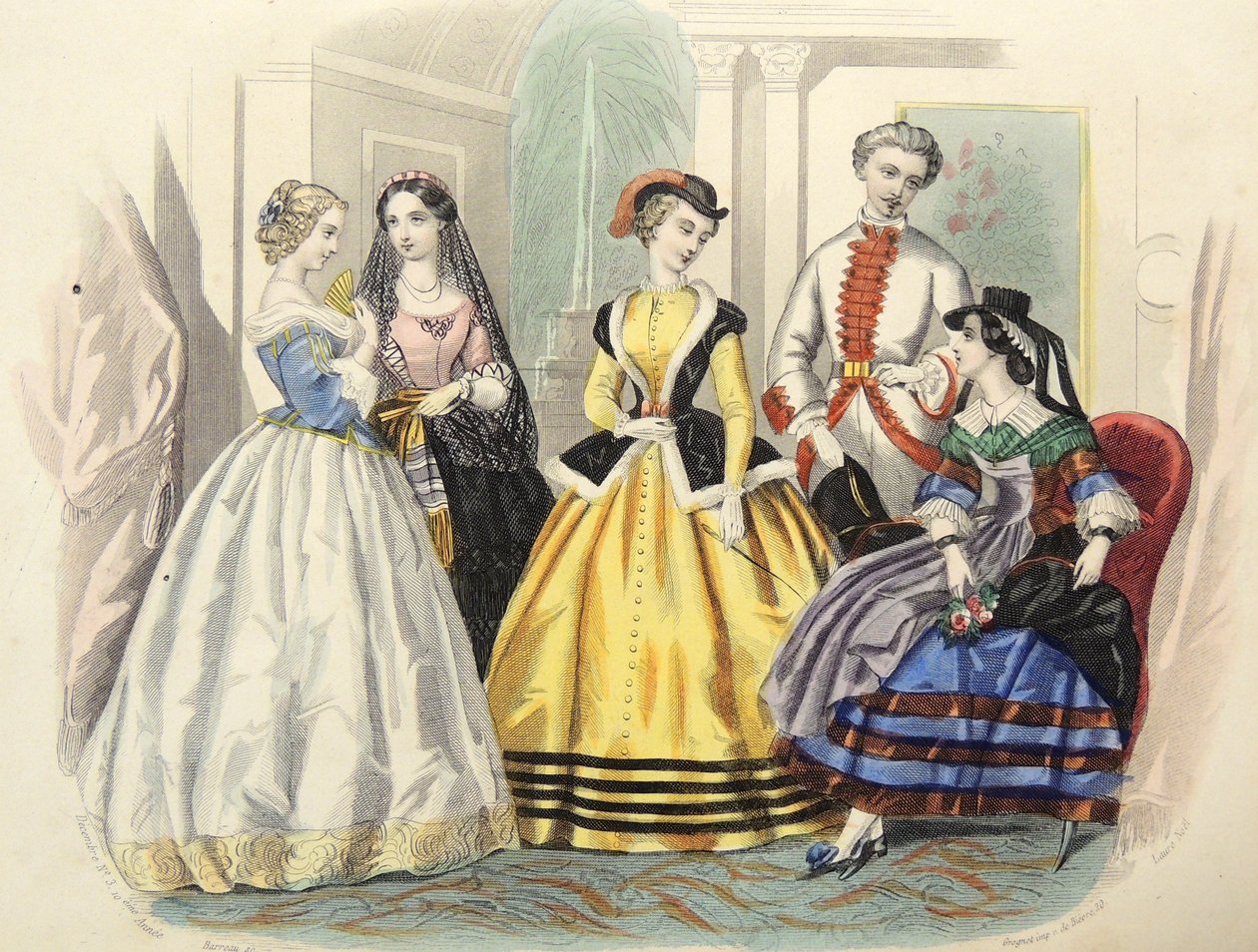 Damesmode in Parijs, ca. 1860 door Unbekannter Künstler