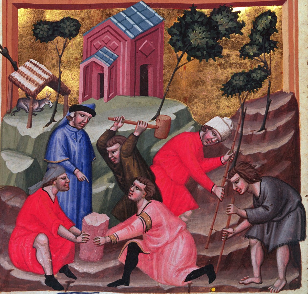 Metselaars en steenhouwers, ca. 1300 door Unbekannter Künstler