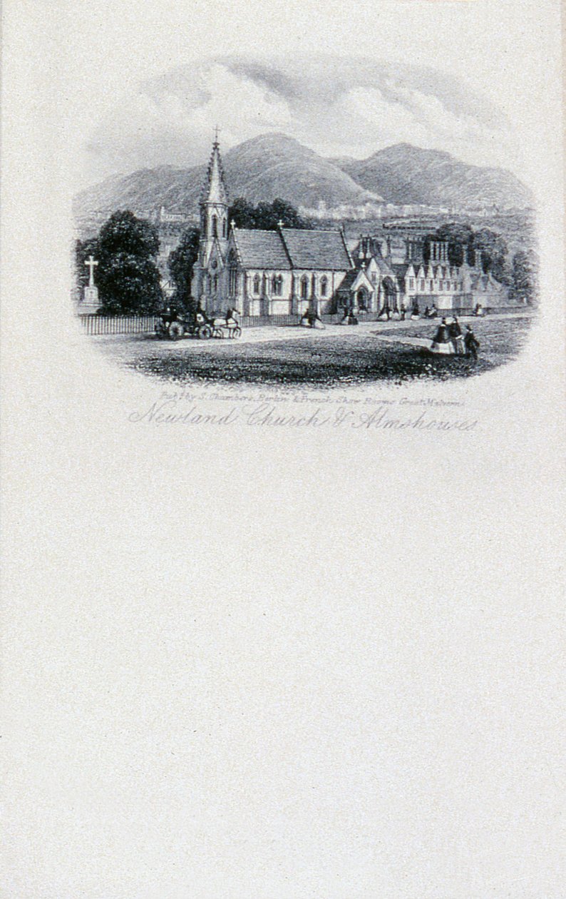 Newland Kerk en Armenhuizen, Worcestershire (gravure) door Unbekannt