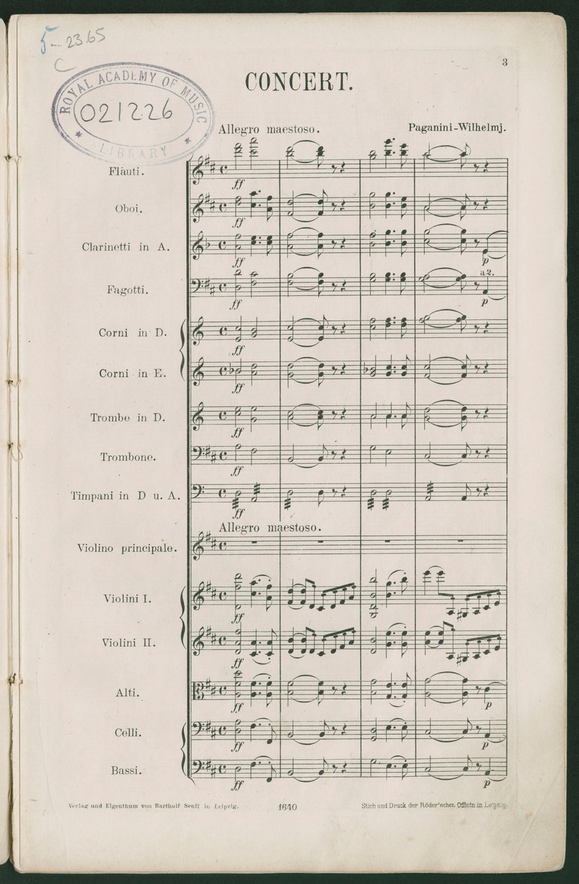 Paganini Vioolconcert Nr. 1, op. 6 door Unbekannter Künstler