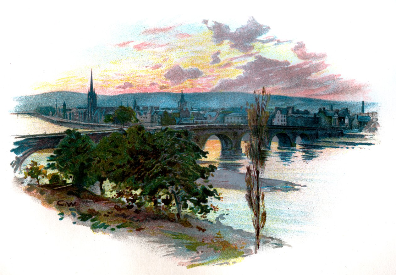 Perth vanaf Bridge End door Unbekannter Künstler