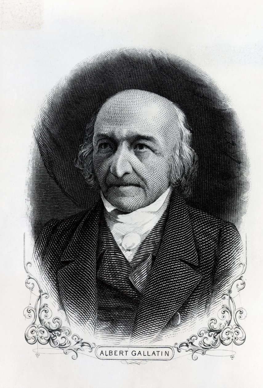 Portret van Albert Gallatin (1761-1849) (gravure) door Unbekannt