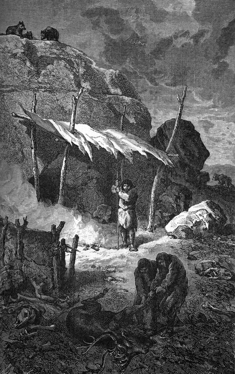 Prehistorie: menselijke habitat door Unbekannter Künstler