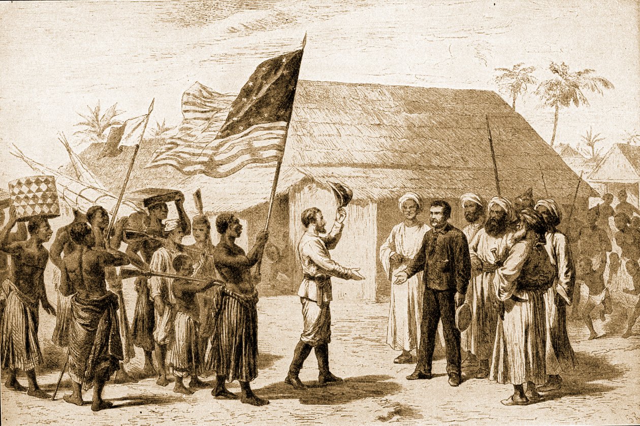 Stanley vindt Livingstone in Zanzibar door Unbekannter Künstler