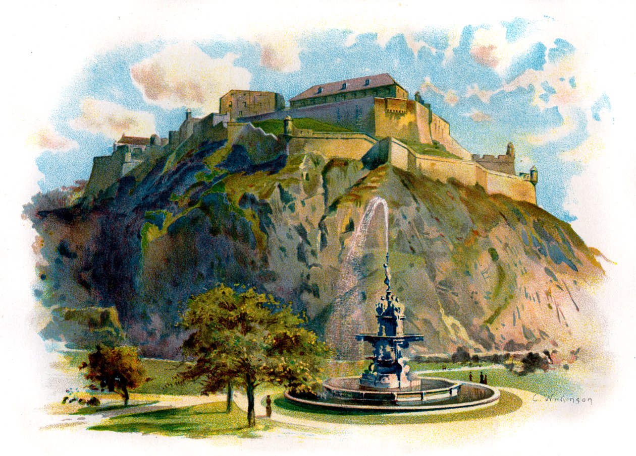 The Castle Rock, Edinburgh door Unbekannter Künstler