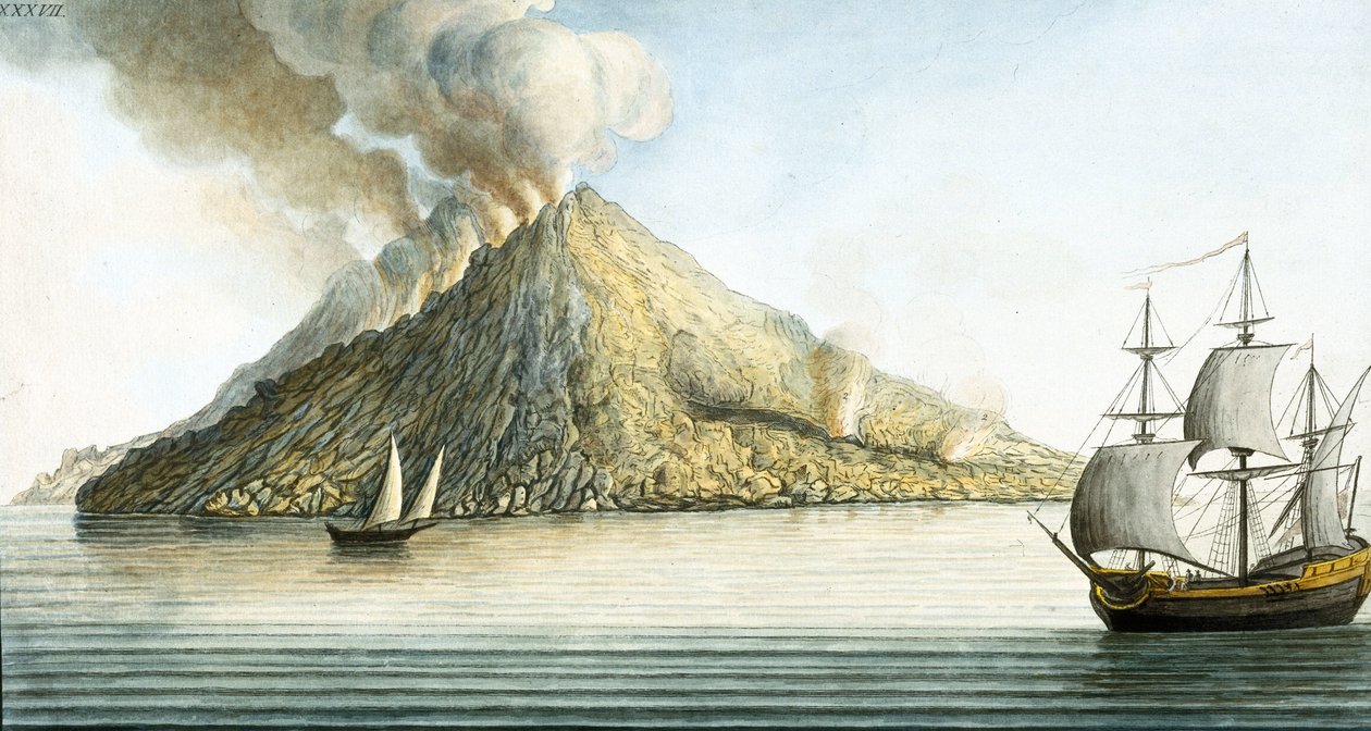 Het eiland Stromboli, Sicilië door Unbekannter Künstler