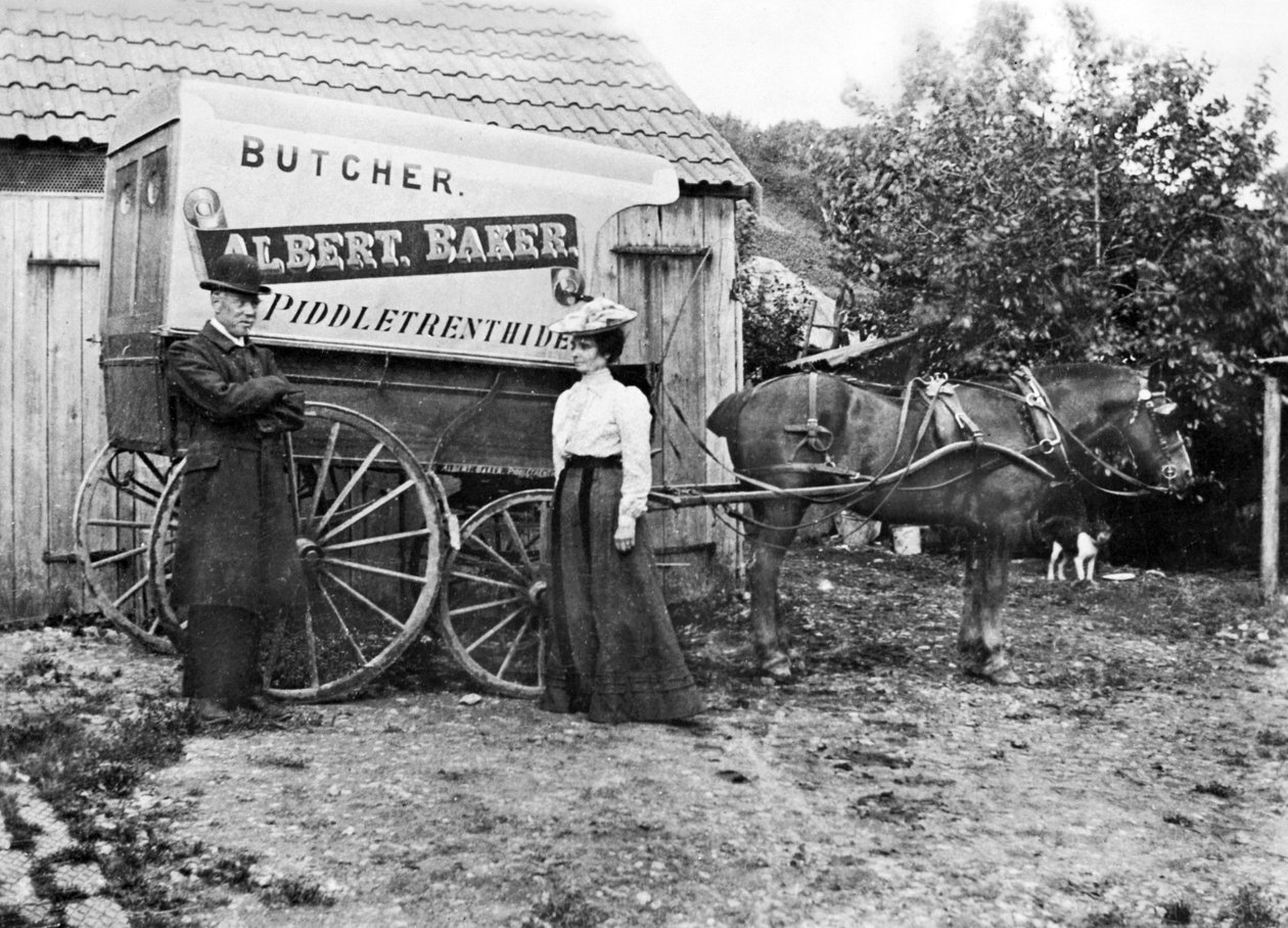 Verenigd Koninkrijk: Een Slagerskar. Piddletrenthide, ca. 1900 door Unbekannt