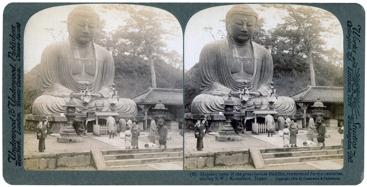 Grote bronzen Boeddha, Kamakura, Japan door Underwood and Underwood