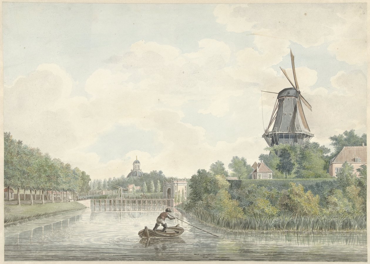 Gezicht op de stadswallen van Middelburg door Unknown