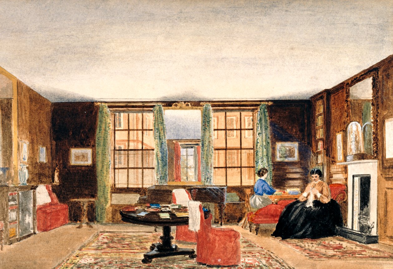 Een Salon met Twee Zittende Vrouwen, c.1850 door Unbekannt Unbekannt