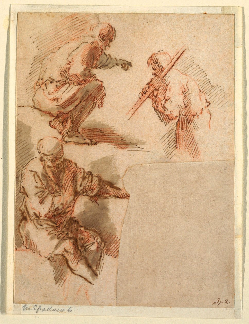 Tekening, drie mannen, 1630-1640 door Unknown