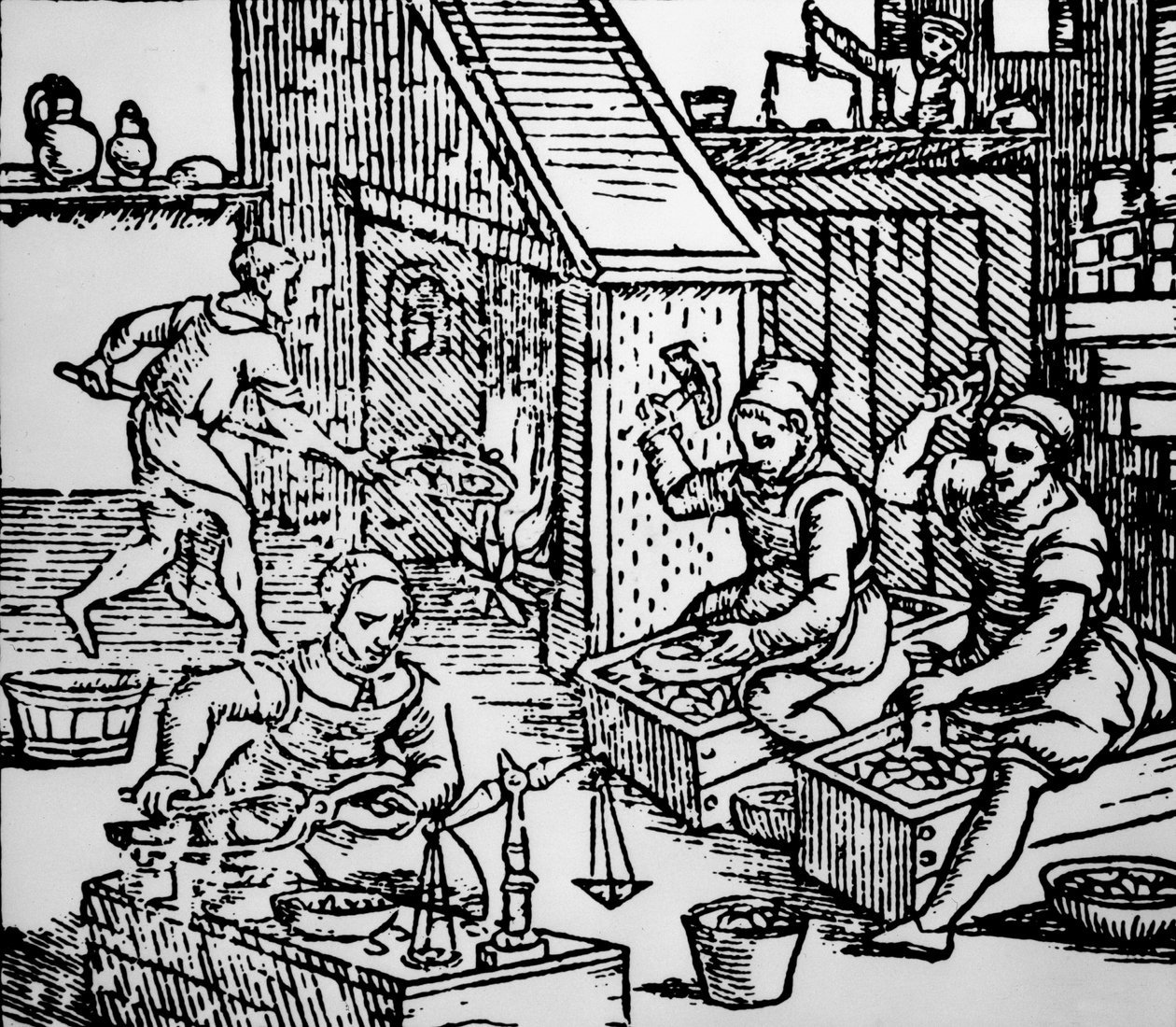 Munten slaan met handgereedschap, ca. 1550 door Unbekannt Unbekannt