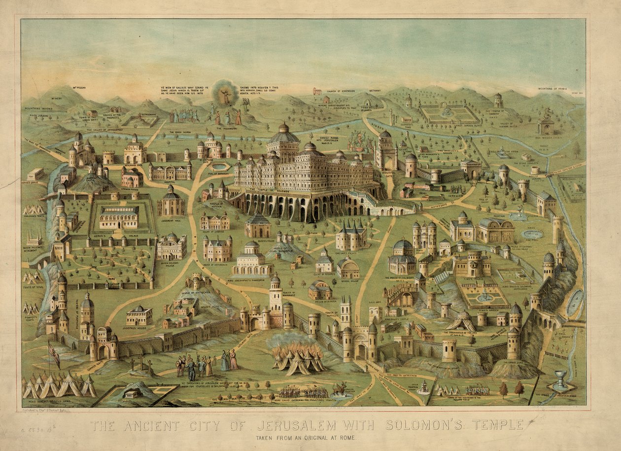 De oude stad Jeruzalem met de Tempel van Salomo, 1871 door Unbekannt Unbekannt