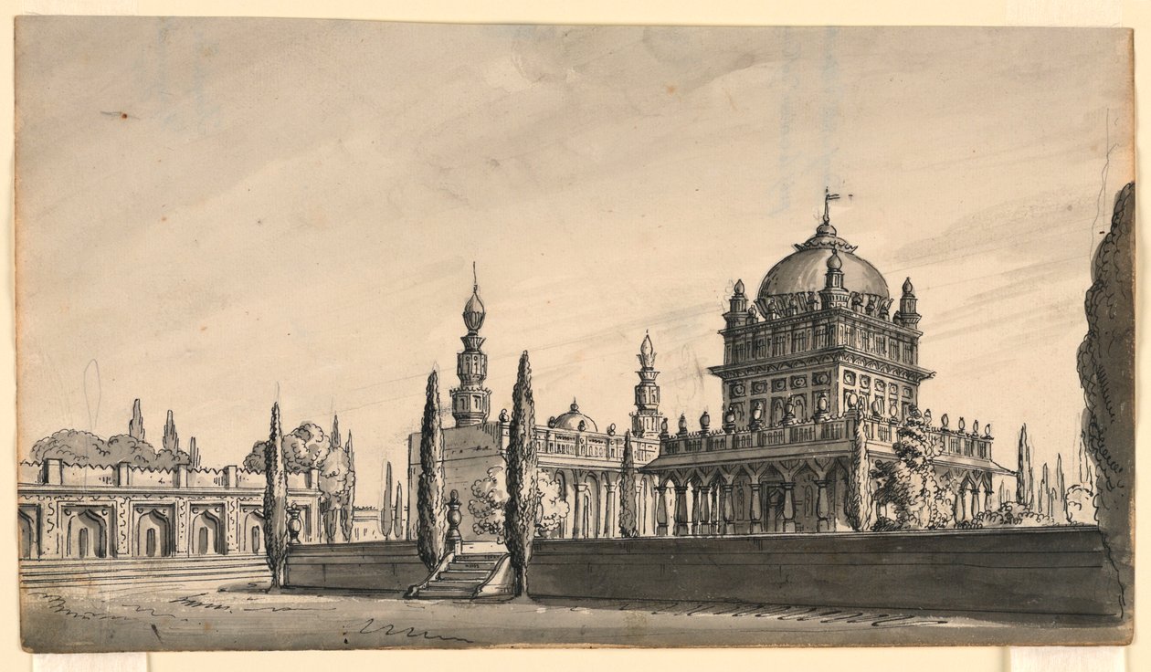 Tekening, Decorontwerp, Oriëntaalse Tempel, begin 19e eeuw door Unknown