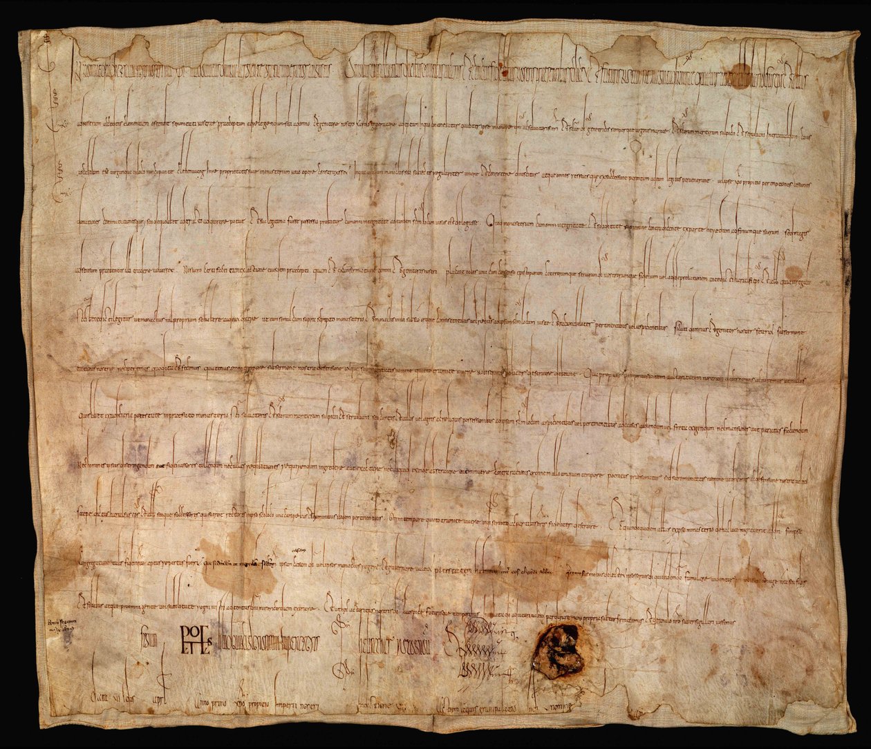 Keizer Lodewijk de Vrome neemt in 814 met dit document het klooster Ellwangen onder zijn bescherming door Unknown