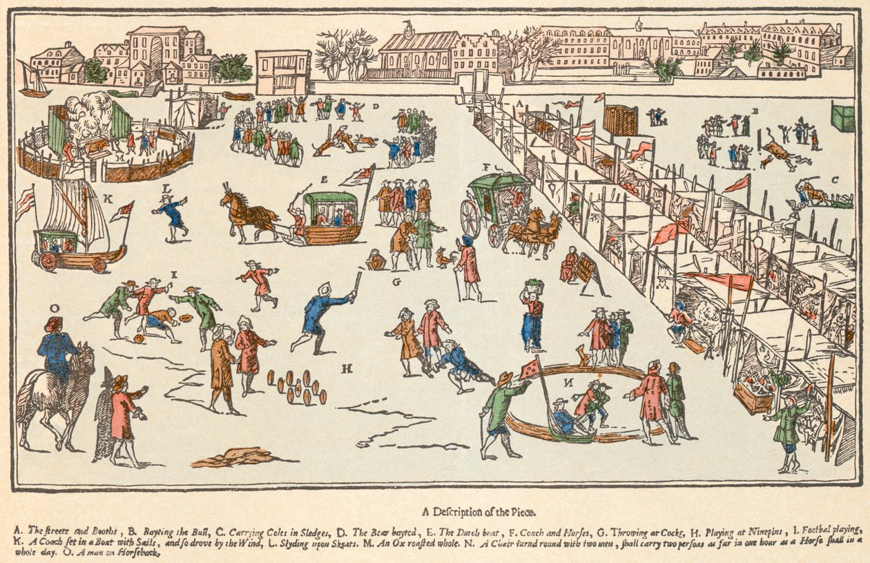 IJsfestijn op de Rivier de Theems, Londen, 1683 door Unknown
