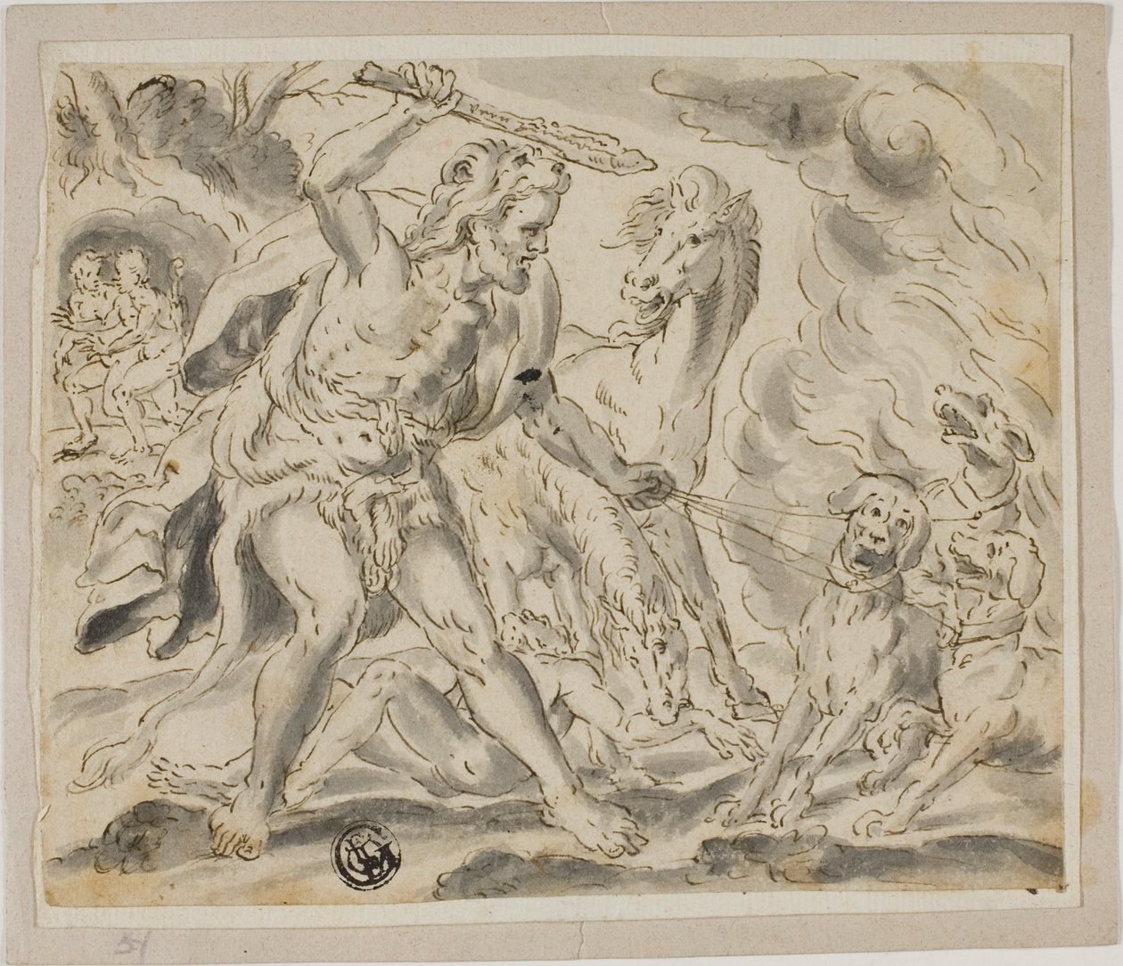 Hercules, Cerberus en de merries van Diomedes door Unknown