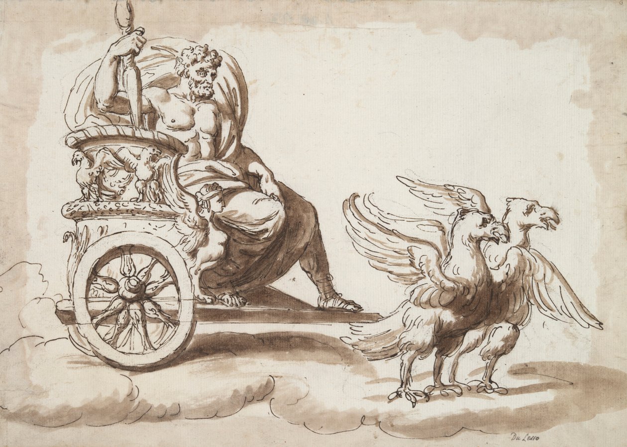 Jupiter in een wagen getrokken door adelaars door Unknown