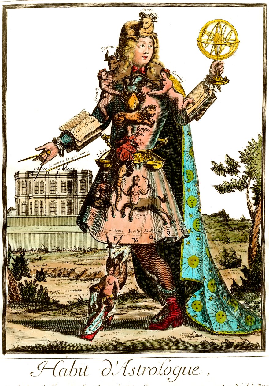 Astrologenkostuum uit de 17e eeuw. Privécollectie. door Unknown artist