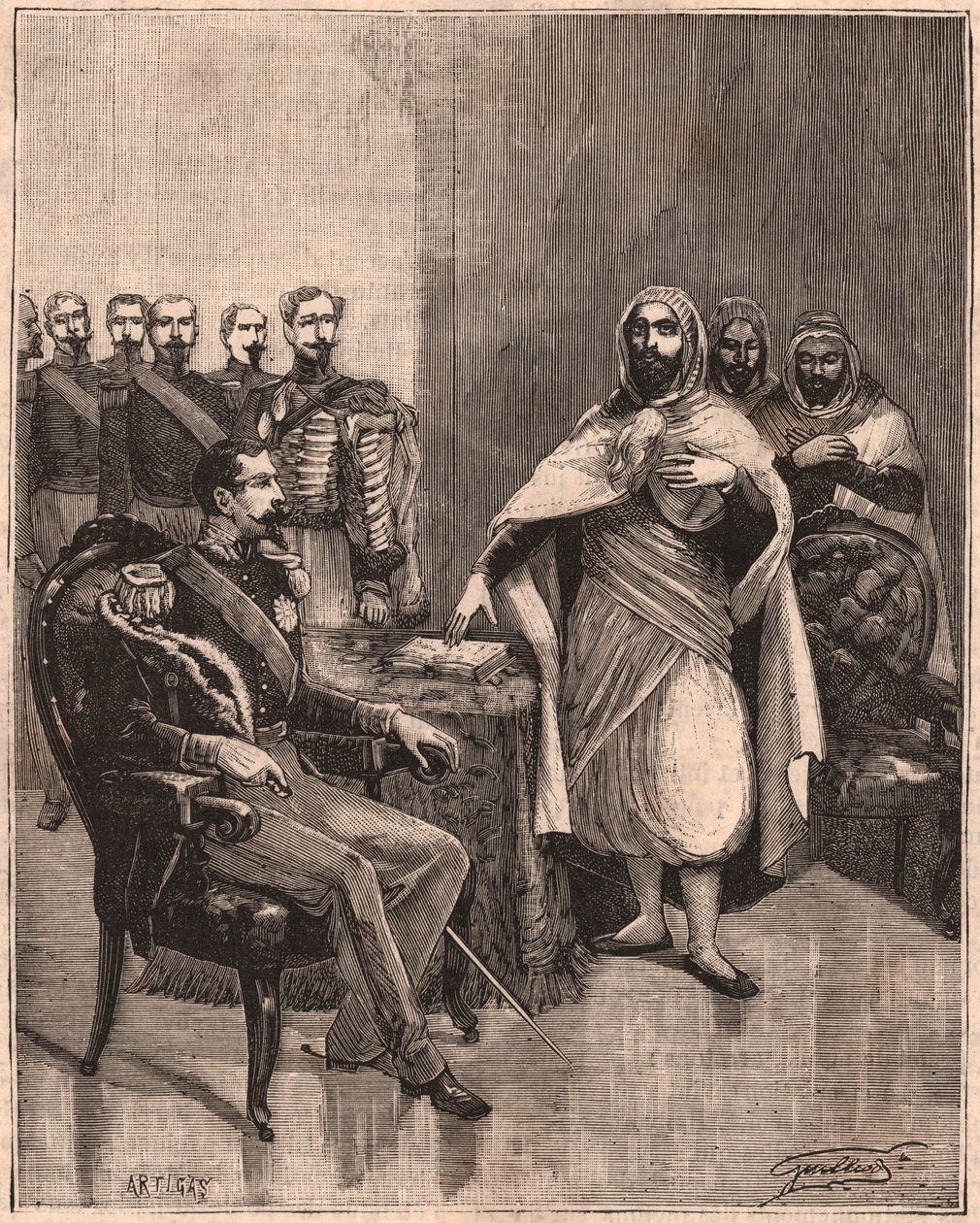 Abd El Kader en Napoleon III door Unknown