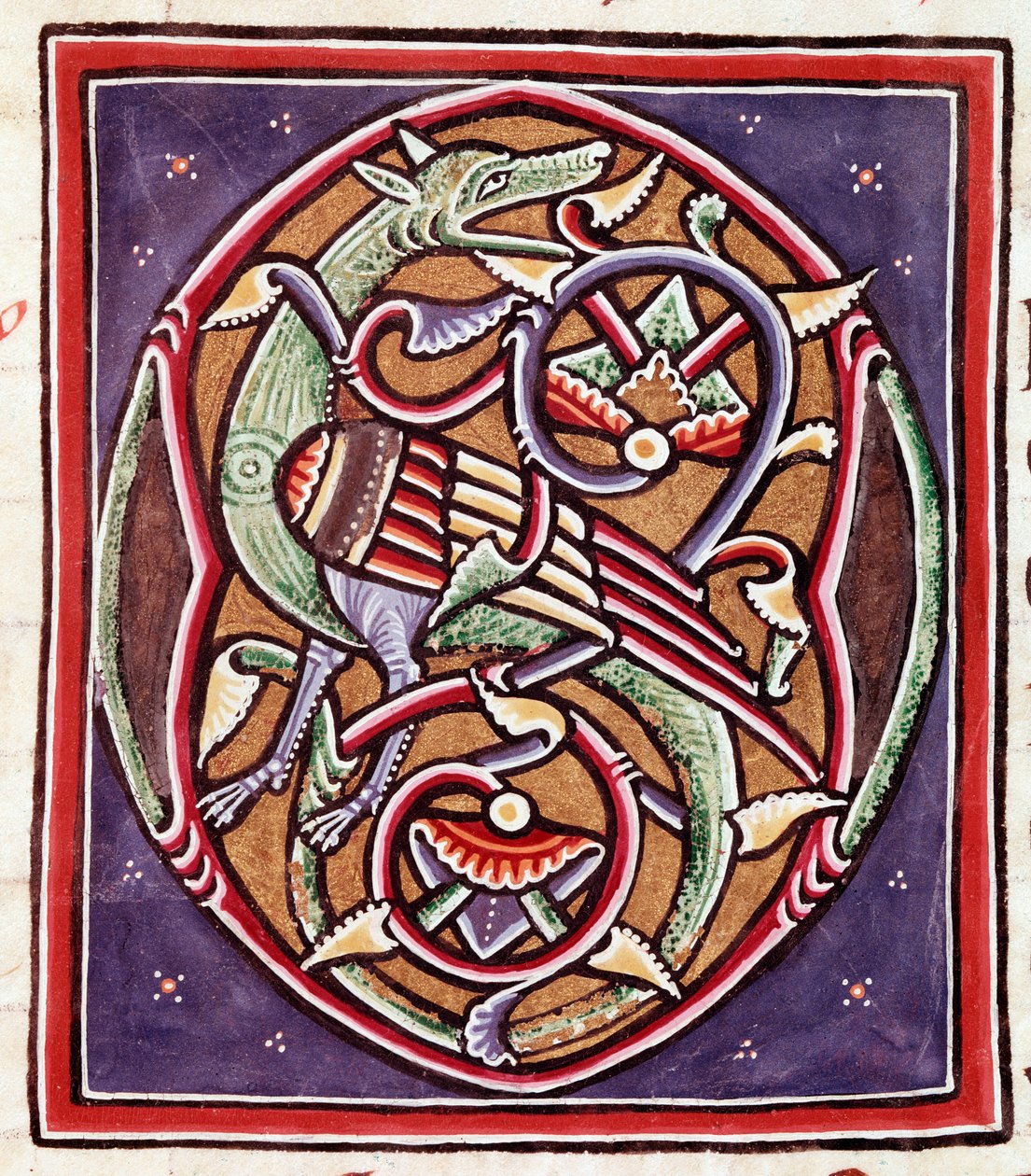 Initiaal met denkbeeldig wezen (miniatuur) door Unknown artist