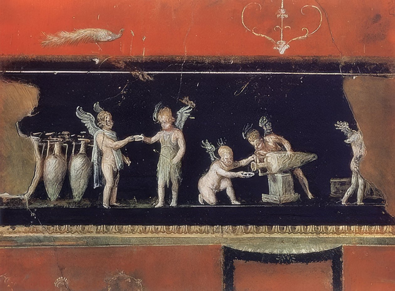 Putti als wijnhandelaren door Unknown