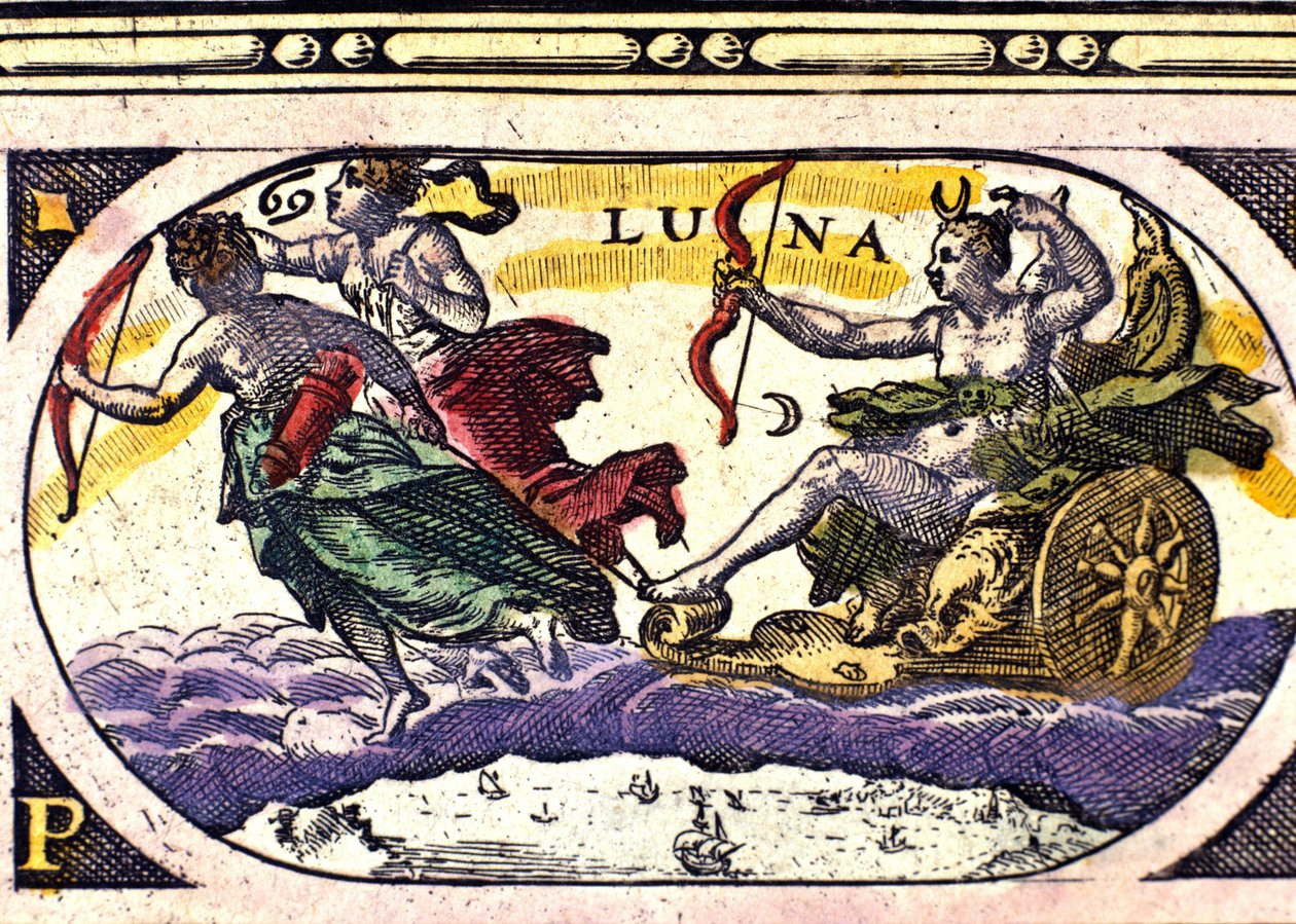Voorstelling van de maan. Gravure uit de 17e eeuw. door Unknown artist