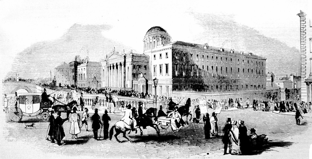 De Vier Rechtbanken. Dublin. Gravure uit de 19e eeuw. door Unknown artist