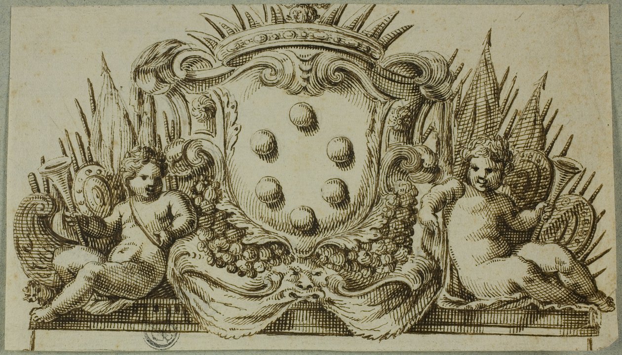 Medici wapenschild geflankeerd door Putti door Unknown Italian