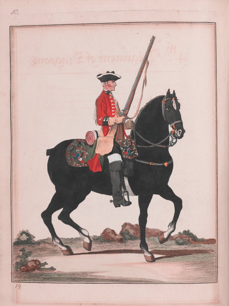 4e Regiment Dragonders (gravure) door Unknown artist