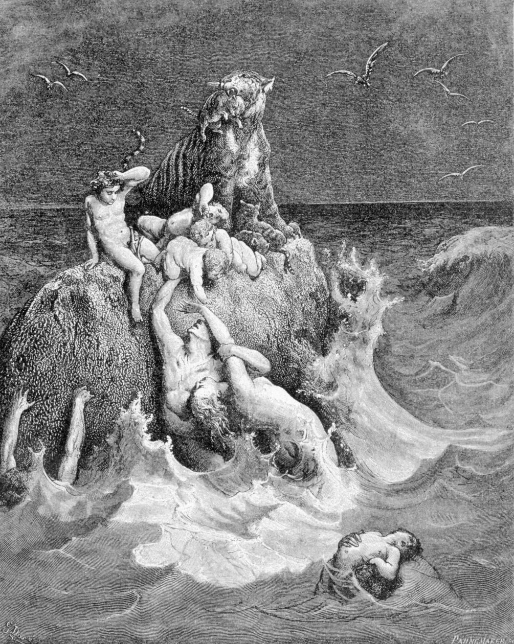 Een scène van de zondvloed, Genesis door Unknown artist