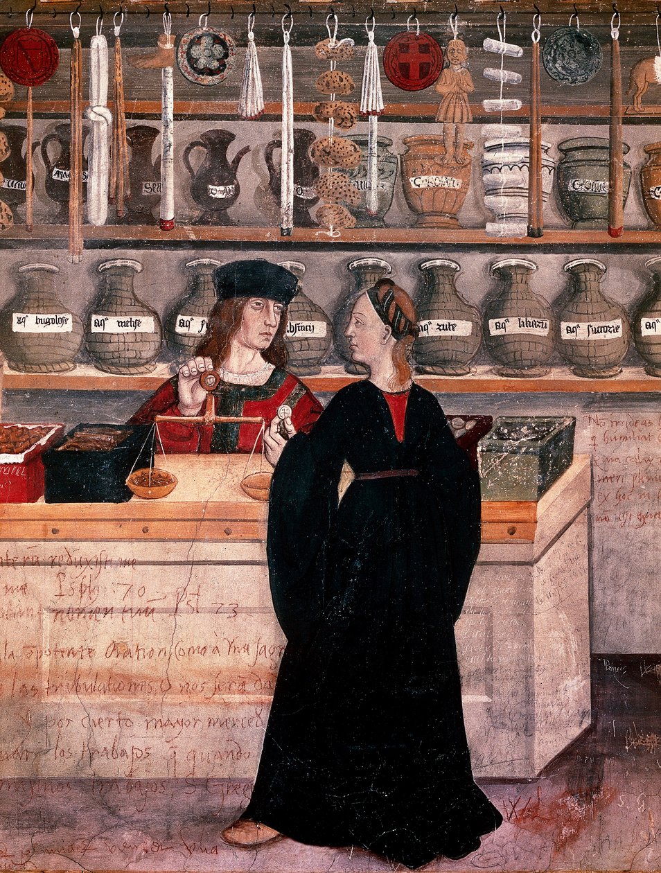 Apotheek (fresco) door Unknown artist