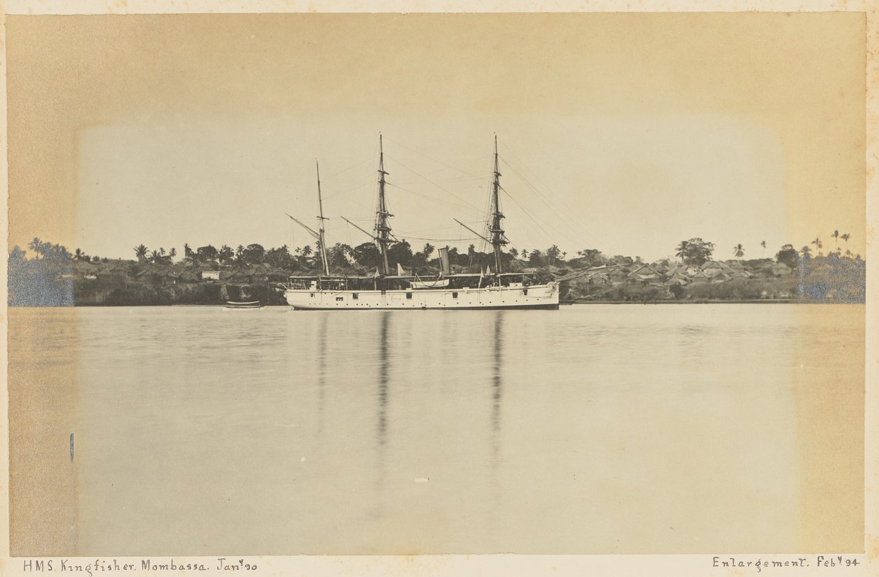 HMS Kingfisher. Mombassa. door Unknown artist