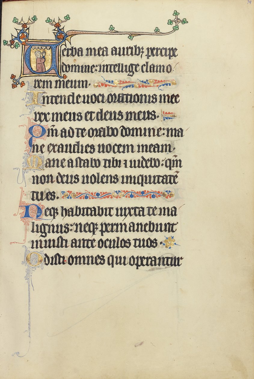 Initial V: Een man in gebed door Unknown artist