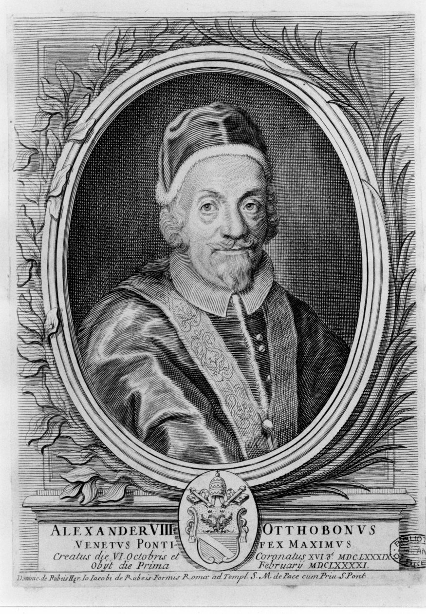 Paus Alexander VIII (1610 - 1691). door Unknown artist