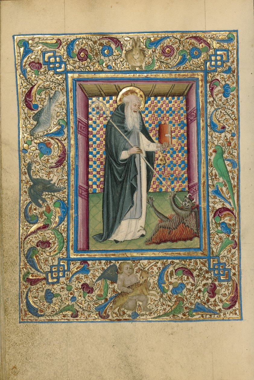 Sint Antonius houdt een duivel in bedwang door Unknown artist