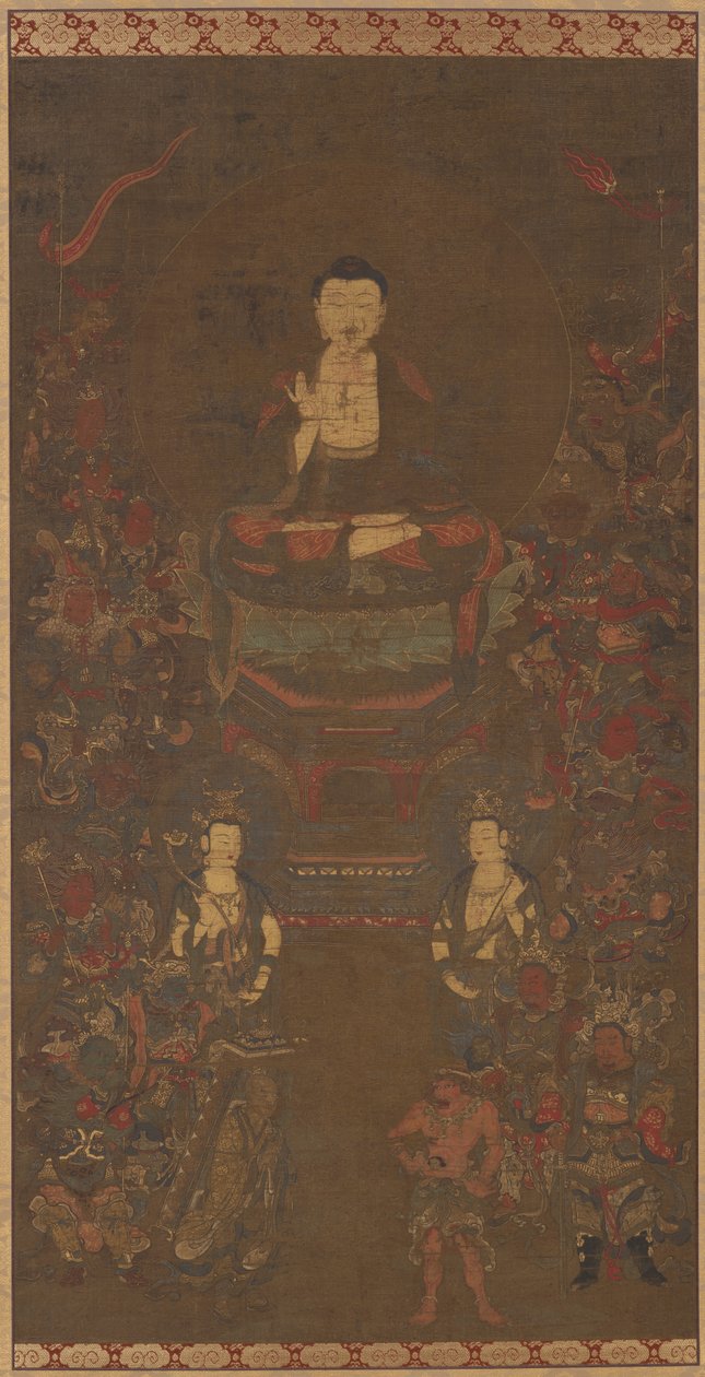 Shakyamuni met de Zestien Welwillende Godheden door Unknown artist